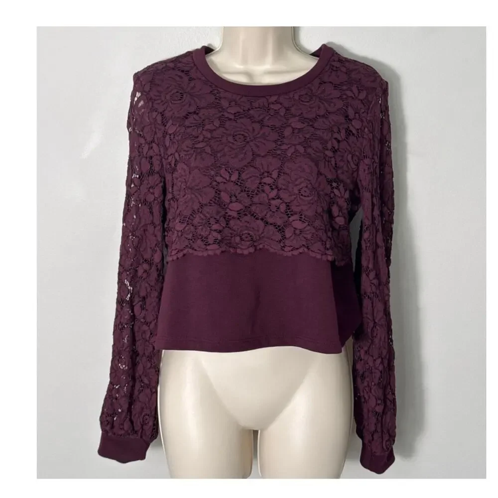 Anthropologie Maeve Lace‎ Top Burgundy Size Small